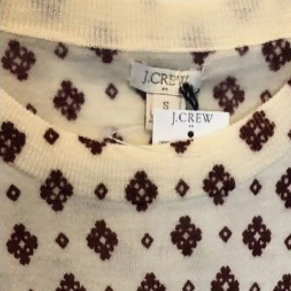 J.Crew Rare Ivory Medallion Merino Wool Sweater S